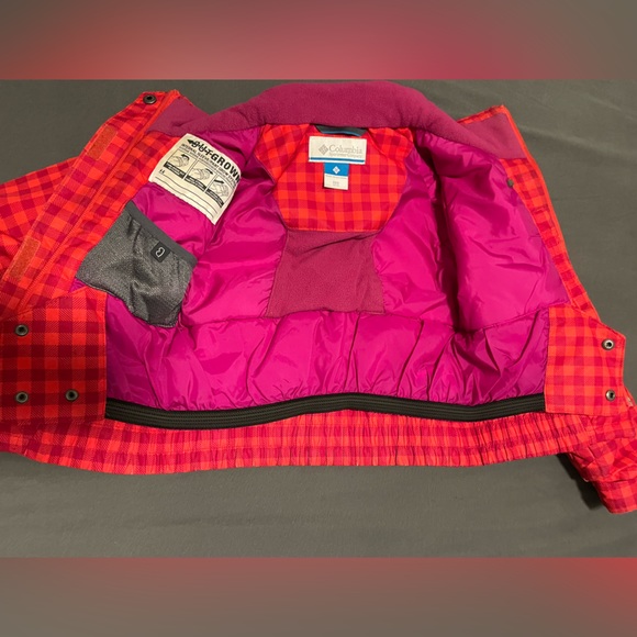 Columbia Girl’s checkered Waterproof winter jacket XS (no hood) pink and red - Picture 4 of 4